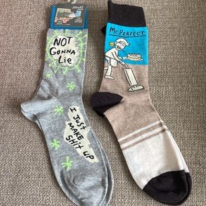 BLUE Q | Men's 2 Pair Funny Novelty Dress Socks NEW Shoe Size 7-12 Cotton Blend